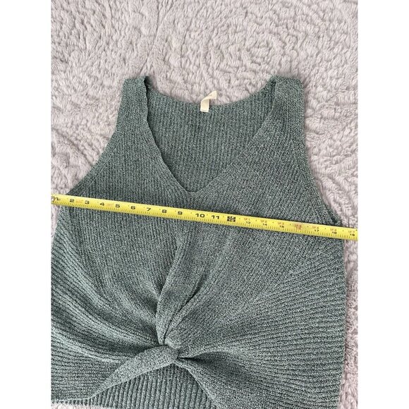 Wish List Green Knitted Twist-Front Tak Top Sleeveless V-neck Women's Sz L - Picture 3 of 7